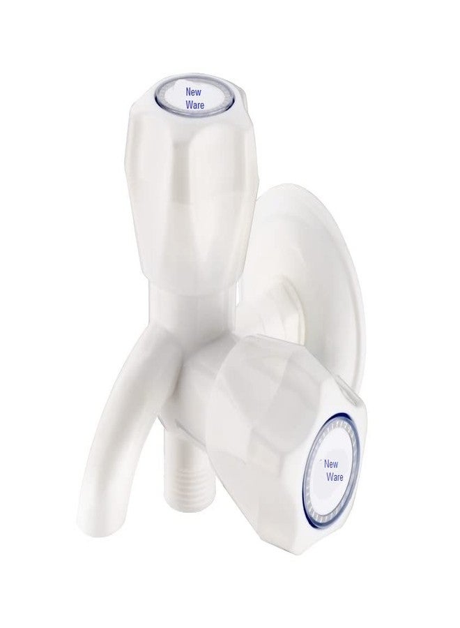 New Ware PTMT 2 in 1 BIB Cock Water Tap | Wall Mounted Two Way Bib Tap for Kitchen & Bathroom | White Virgin Plastic Material